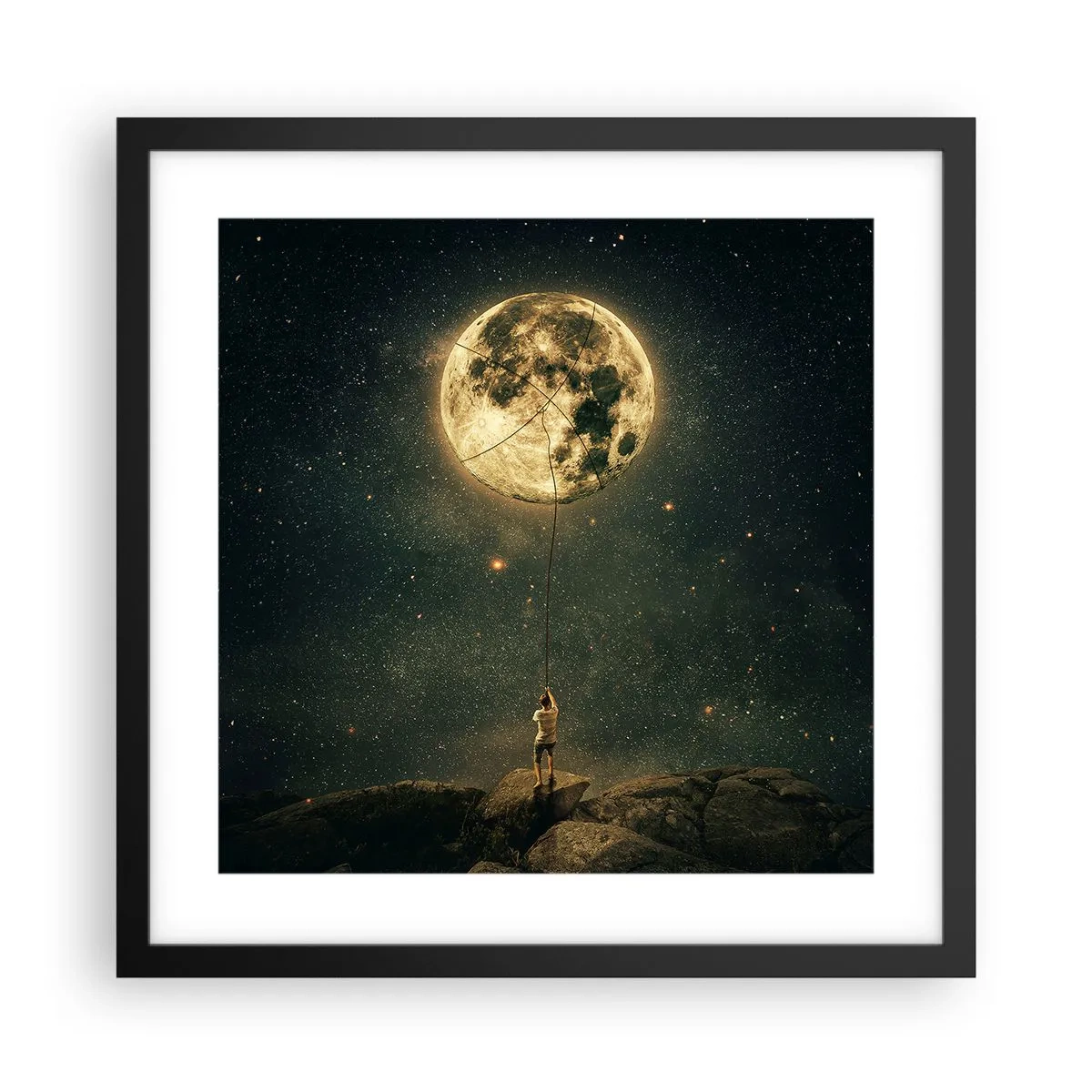Poster in cornice nera - Chi ha rubato la luna - 40x40 cm