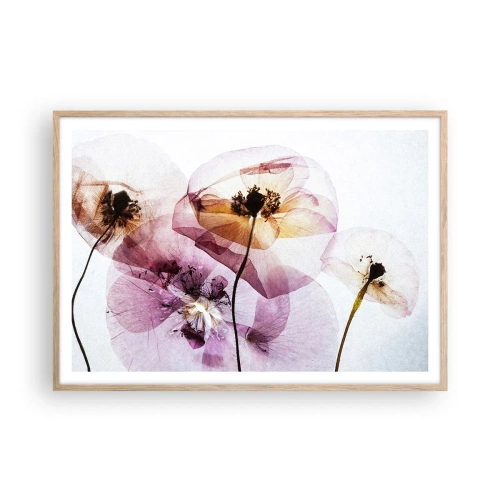 Poster in cornice rovere chiaro - Fiori trasparenti - 100x70 cm