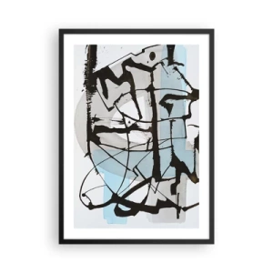 Poster in cornice nera - Astrazione moderna nei toni del blu e del nero - 50x70cm - Blu nonostante tutto - Decorazione murale moderna per soggiorno e camera da letto ARTTOR