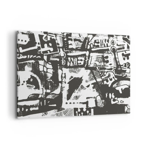 Quadro su tela - Stampe su Tela - Motivo retrò monocromatico astratto - 120x80cm - Ordine o caos? - Decorazione murale moderna per soggiorno e camera da letto ARTTOR