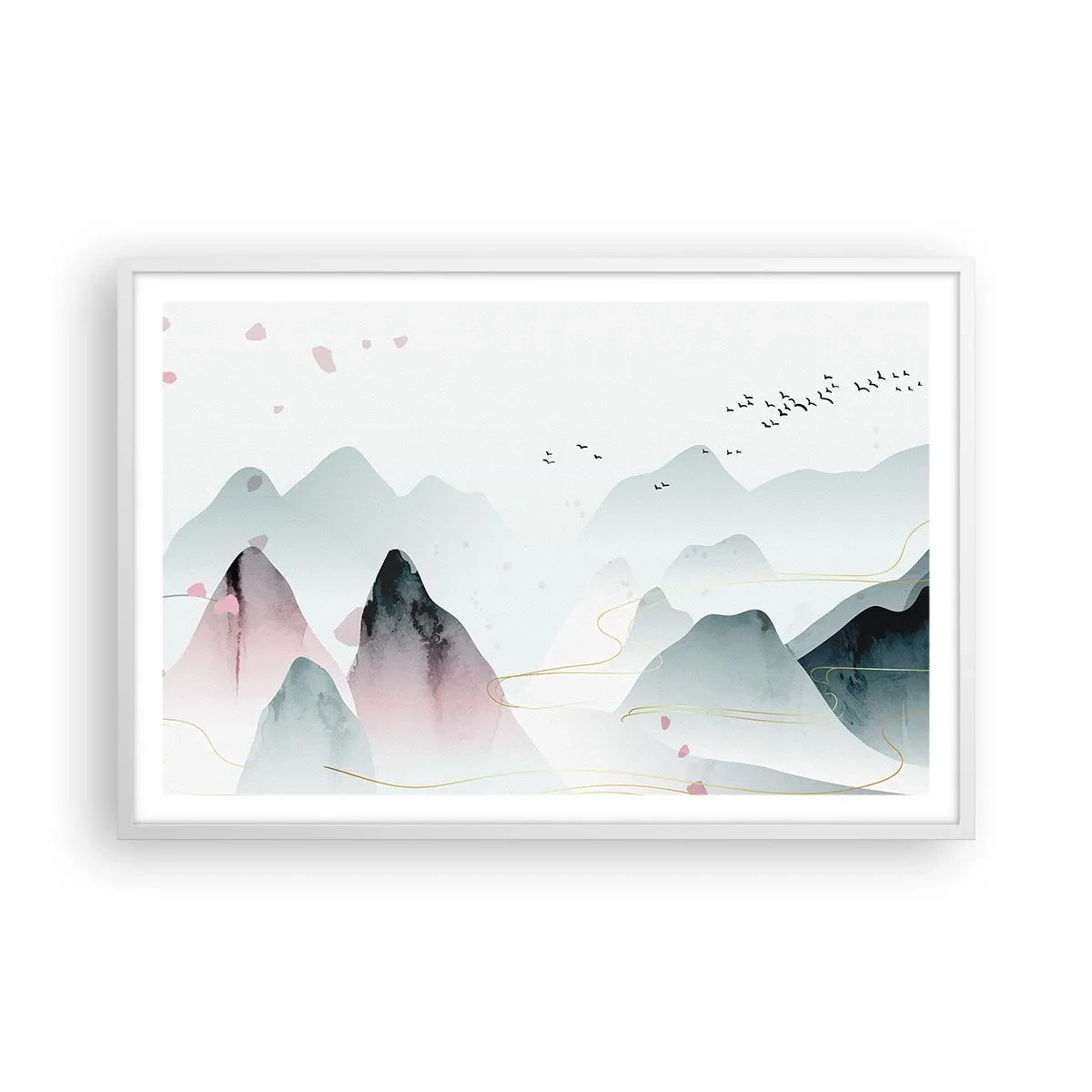 Poster in cornice bianca - Oltre le cime - 91x61 cm