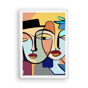 Poster in cornice bianca - Appuntamento in stile Picasso - 70x100 cm