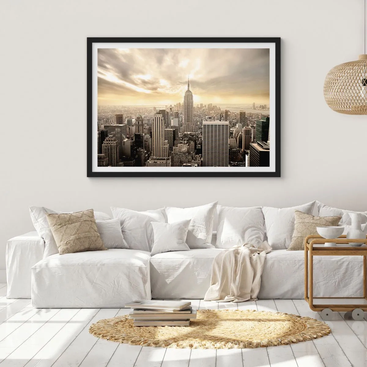 Poster in cornice nera - New York in grigio - 50x40 cm