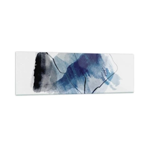 Quadro su vetro - Forme astratte nei toni del blu con linee delicate - 160x50cm - Monte di ghiaccio - Decorazione murale moderna per soggiorno e camera da letto ARTTOR