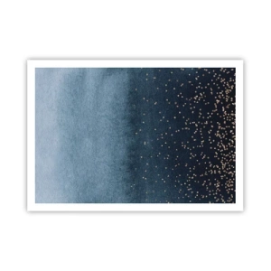 Poster - Sfumature blu con sottili accenti dorati - 100x70cm - Composizione: fasi blu - Decorazione murale moderna per soggiorno e camera da letto ARTTOR