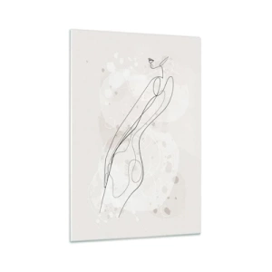 Quadro su vetro - Uno schizzo di silhouette sottile in stile minimalista - 70x100cm - Errando con lo sguardo - Decorazione murale moderna per soggiorno e camera da letto ARTTOR