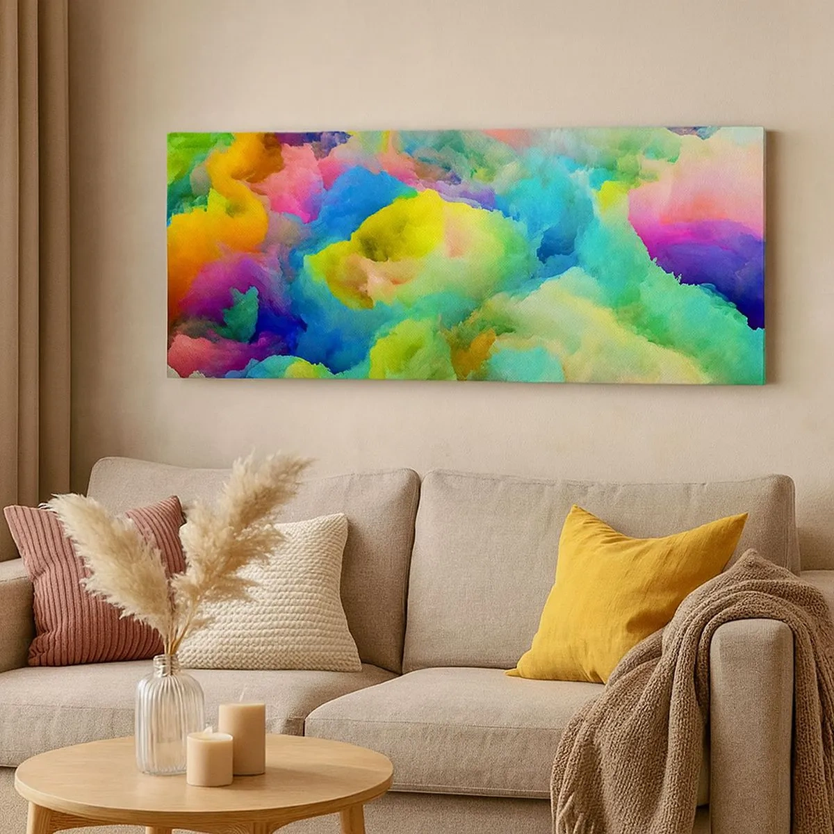 Quadro su tela - Stampe su Tela - Piumino arcobaleno - 100x40 cm