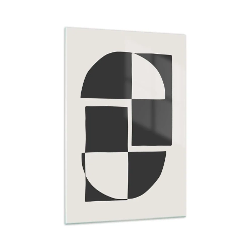 Quadro su vetro - Forme geometriche astratte in bianco e nero - 70x100cm - Antitesi - sintesi - Decorazione murale moderna per soggiorno e camera da letto ARTTOR