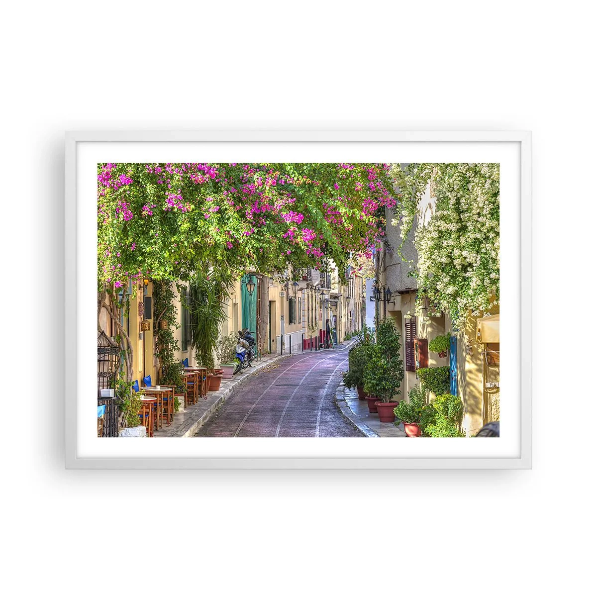Poster in cornice bianca - Angolo fiorito - 70x50 cm