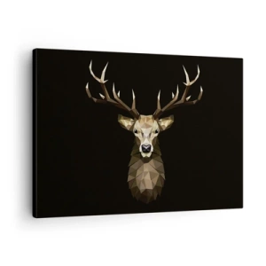 Quadro su tela - Stampe su Tela - Cervo poligonale geometrico su sfondo nero - 70x50cm - Cervo cubista - Decorazione murale moderna per soggiorno e camera da letto ARTTOR