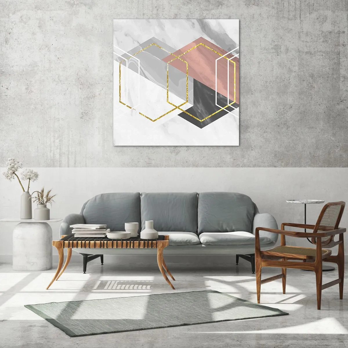 Quadro su vetro - Composizione a catena - 50x50 cm