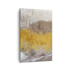 Quadro su tela - Stampe su Tela - Motivo astratto oro e beige - 80x120cm - Soffio dorato - Decorazione murale moderna per soggiorno e camera da letto ARTTOR