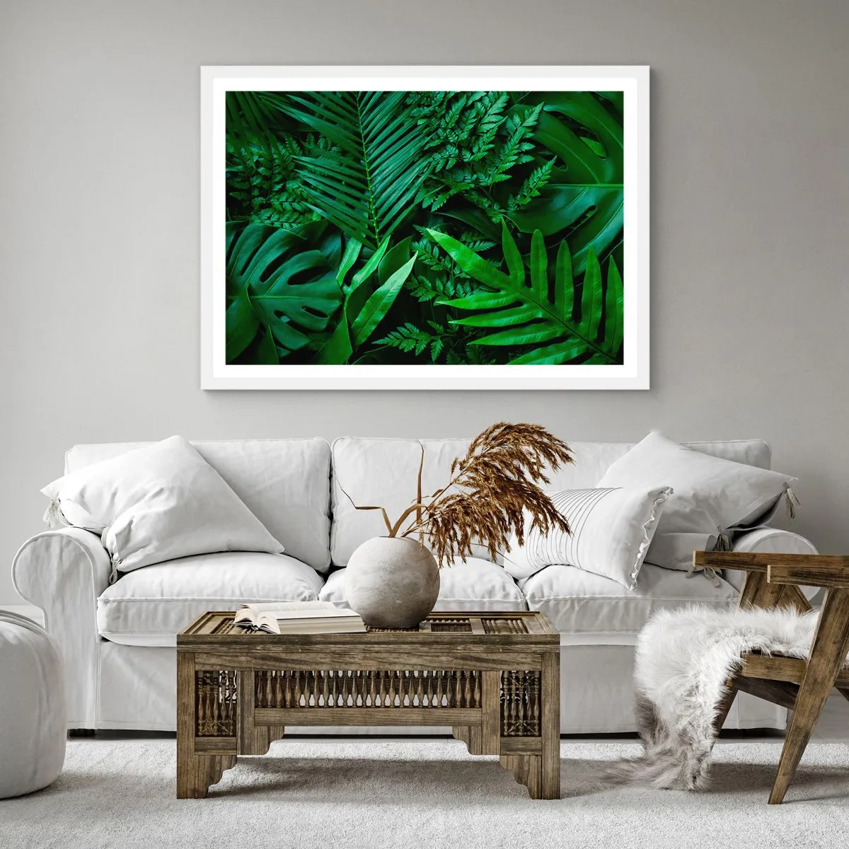 Poster in cornice bianca - Avvolti nel verde - 60x60 cm