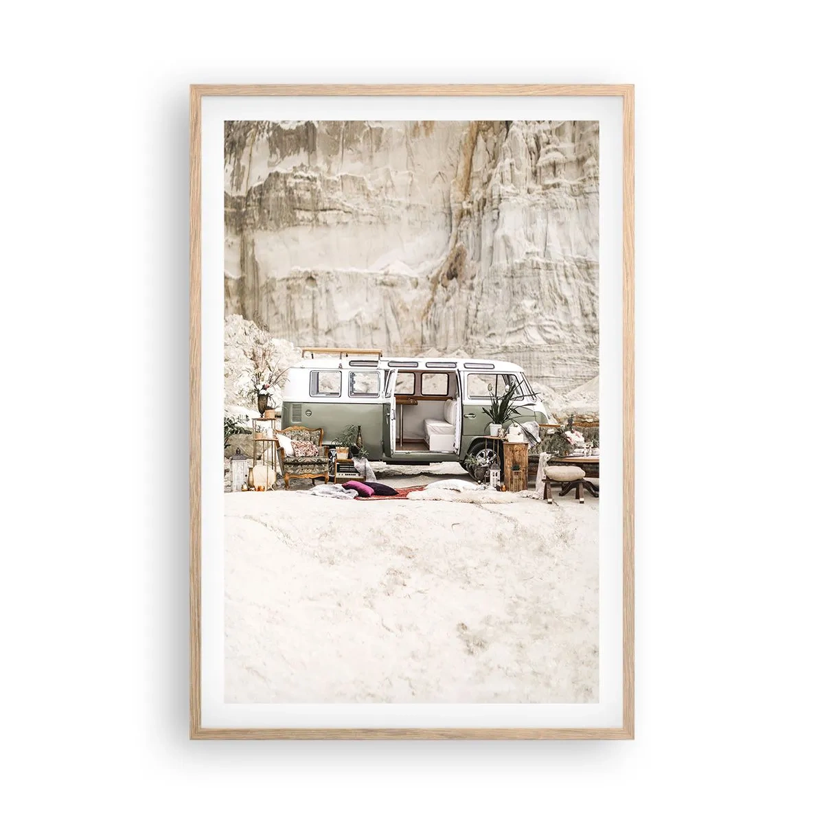 Poster in cornice rovere chiaro - è tempo di viaggiare - 61x91 cm