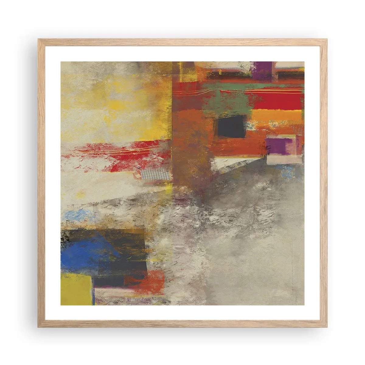 Poster in cornice rovere chiaro - Geometria dei colori - 60x60 cm