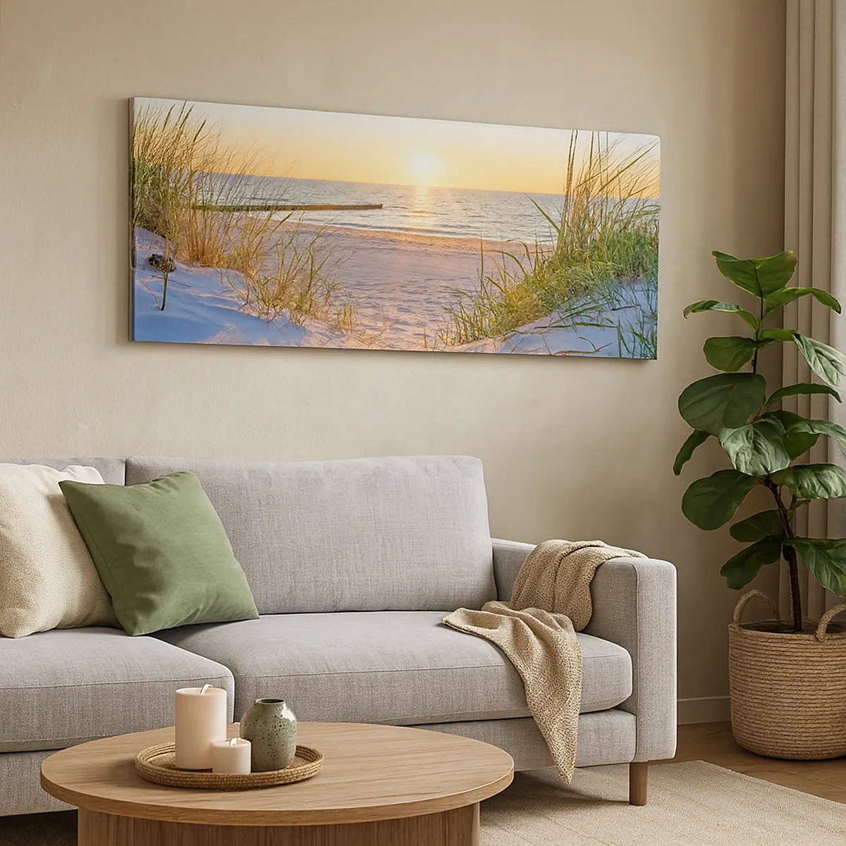 Quadro su tela - Stampe su Tela - Rumore del mare, uccelli che cantano, spiaggia selvatica tra i cespugli... - 30x30 cm