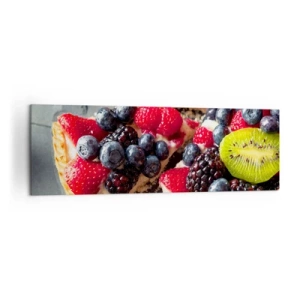 Quadro su tela - Stampe su Tela - Crostata colorata con frutta e panna - 160x50cm - Dolce vita! - Decorazione murale moderna per soggiorno e camera da letto ARTTOR