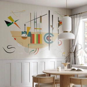 Fotomurali Premium Canvas - Astrazione colorata con forme geometriche - 100x70cm - E il mondo ride - Decorazione murale moderna per soggiorno e camera da letto ARTTOR