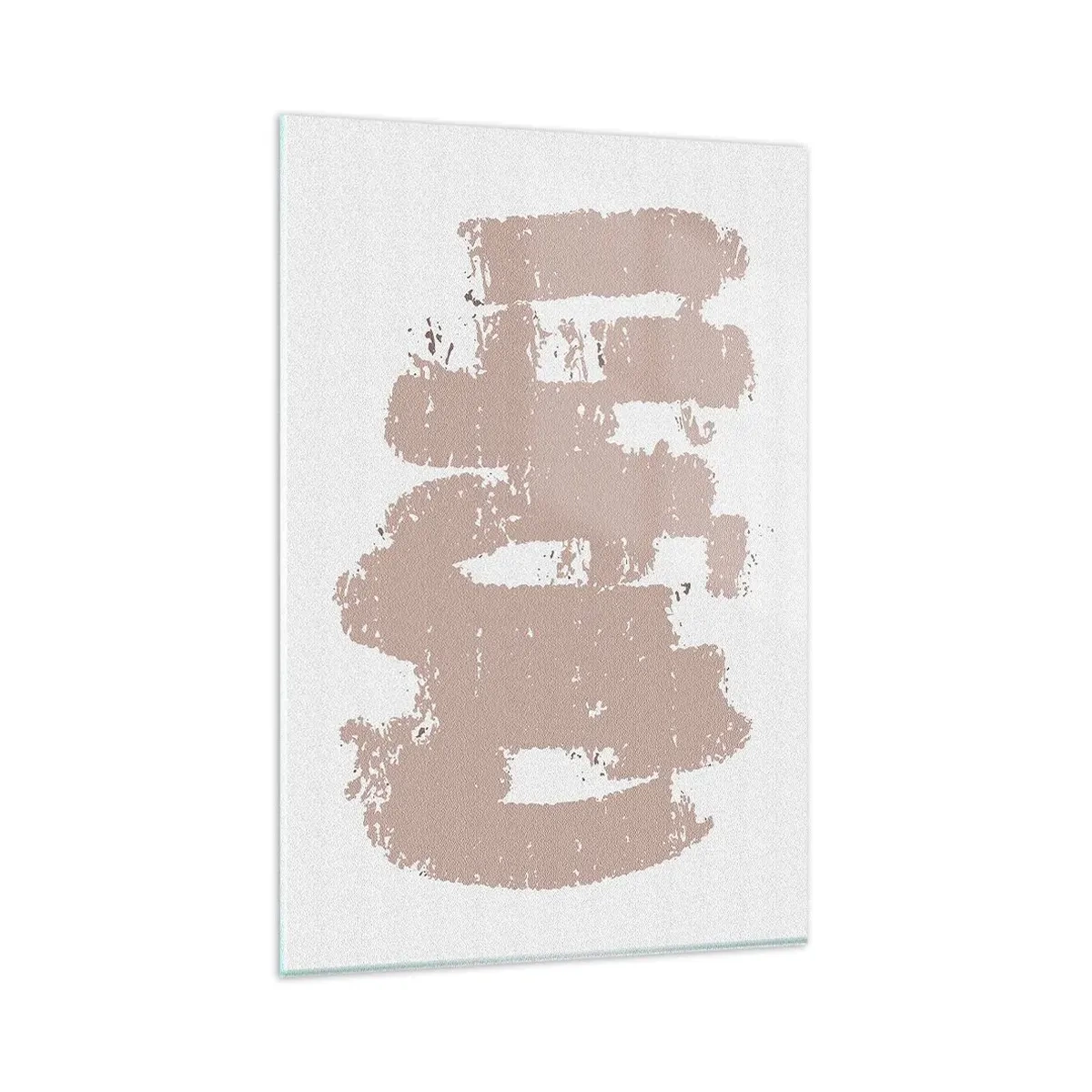 Quadro su vetro - Forme rosa tenui su uno sfondo chiaro - 80x120cm - Astrazione in un rosa mite - Decorazione murale moderna per soggiorno e camera da letto ARTTOR