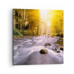 Quadro su tela - Stampe su Tela - Malachite in cornice oro-argento - 70x70 cm