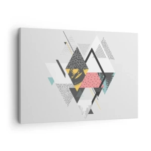 Quadro su tela - Stampe su Tela - Motivi geometrici su sfondo chiaro - 70x50cm - Variazione con triangoli e rombi - Decorazione murale moderna per soggiorno e camera da letto ARTTOR