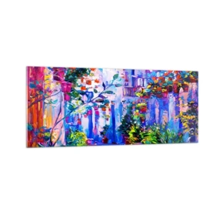 Quadro su vetro - Impressionismo: stradina italiana - 100x40 cm