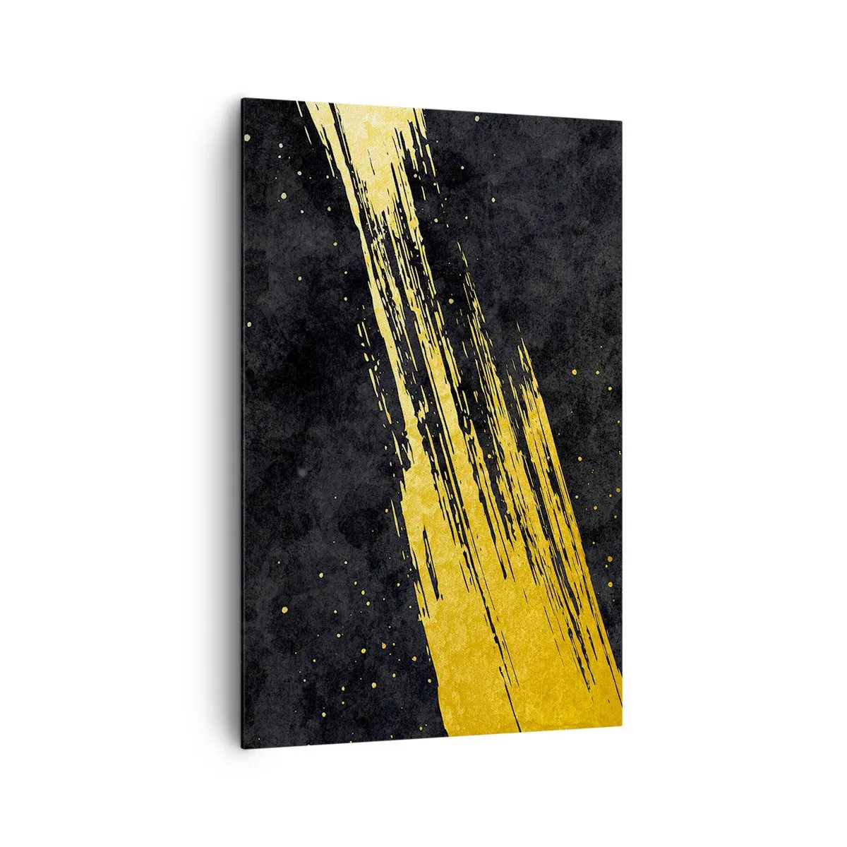 Quadro su tela - Stampe su Tela - Sfondo nero con pennellate dorate dinamiche - 80x120cm - Salto nell'iperspazio - Decorazione murale moderna per soggiorno e camera da letto ARTTOR