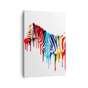 Quadro su tela - Stampe su Tela - Zebra astratta in colori vivaci con effetto vernice - 70x100cm - Non solo bianco e nero - Decorazione murale moderna per soggiorno e camera da letto ARTTOR