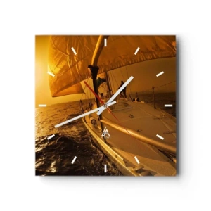 Orologio da parete - Orologio in Vetro - Serata dorata dopo un giorno multicolore - 40x40 cm