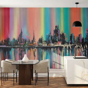 Fotomurali Premium Sand - Fluttuare alle luci della notte - Città, Architettura, Fiume - 350x256 cm