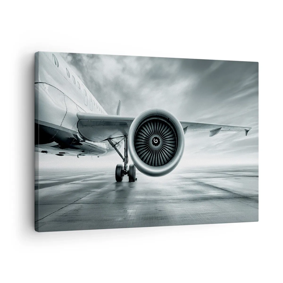 Quadro su tela - Stampe su Tela - Il motore a reazione di un aereo sulla pista - 70x50cm - C'è la forza! - Decorazione murale moderna per soggiorno e camera da letto ARTTOR