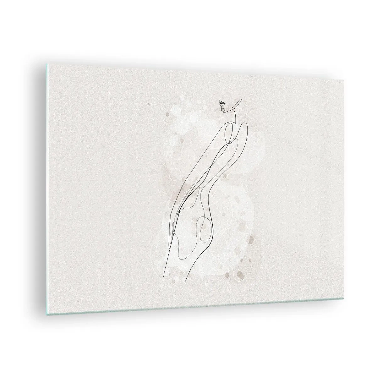 Quadro su vetro - Silhouette sagomata di una donna nei toni del beige - 70x50cm - Errando con lo sguardo - Decorazione murale moderna per soggiorno e camera da letto ARTTOR