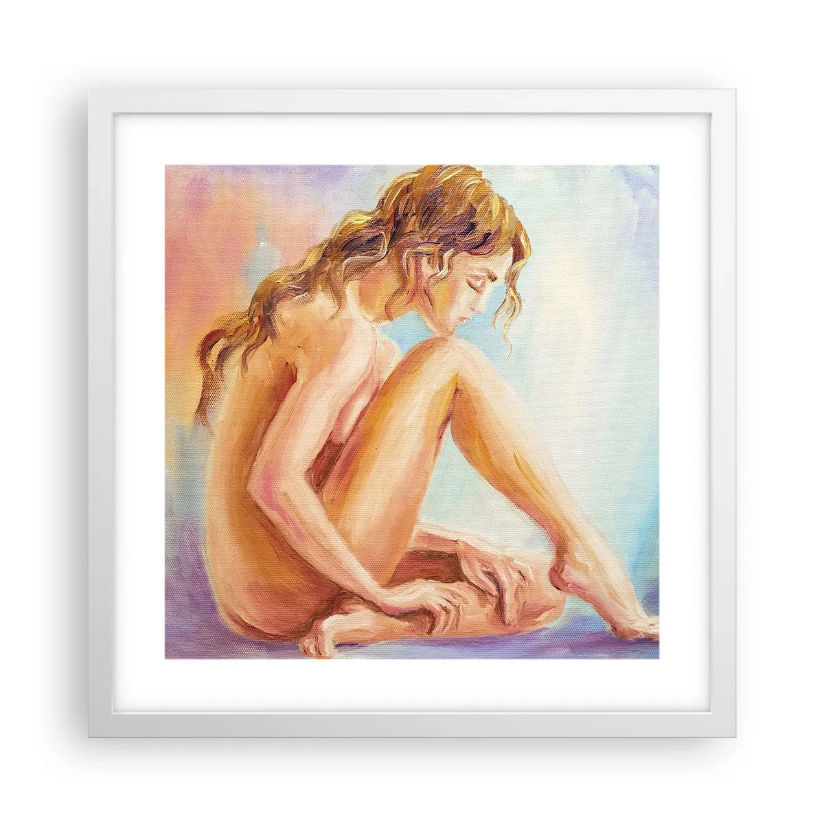 Poster in cornice bianca - Nudo di giovane - 40x40 cm