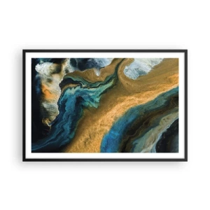 Poster in cornice nera - Blu-oro: influenza reciproca - 91x61 cm