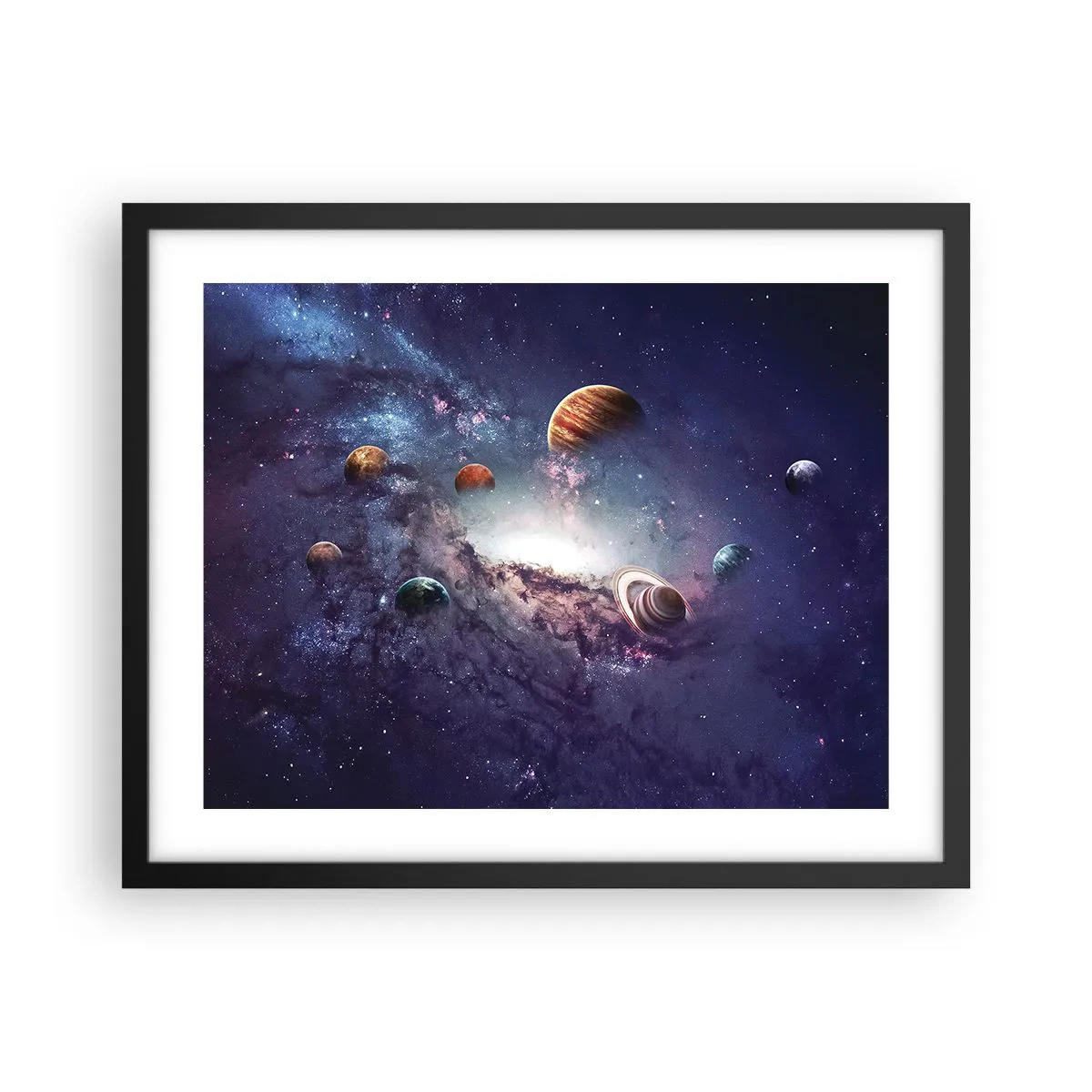 Poster in cornice nera - Sistema solare danzante - 50x40 cm