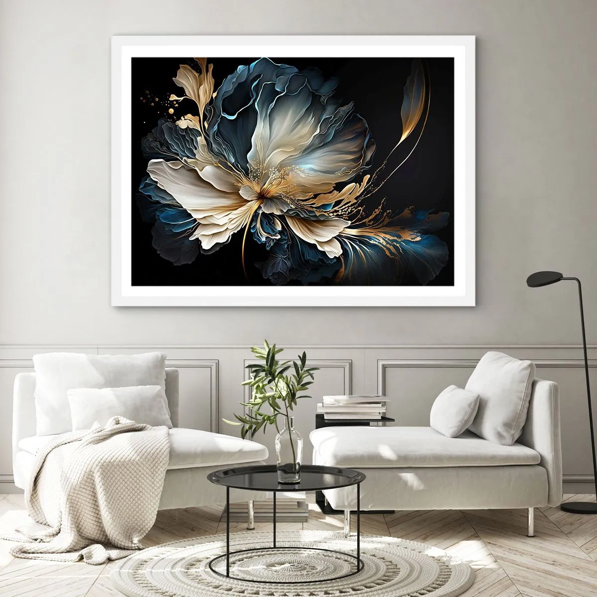 Poster in cornice bianca - Fantastico fiore di felce - 91x61 cm