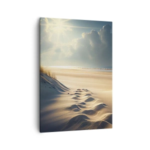 Quadro su tela - Stampe su Tela - Dune dorate sulla spiaggia al tramonto con vista sul mare - 50x70cm - Paesaggio rilassante - Decorazione murale moderna per soggiorno e camera da letto ARTTOR