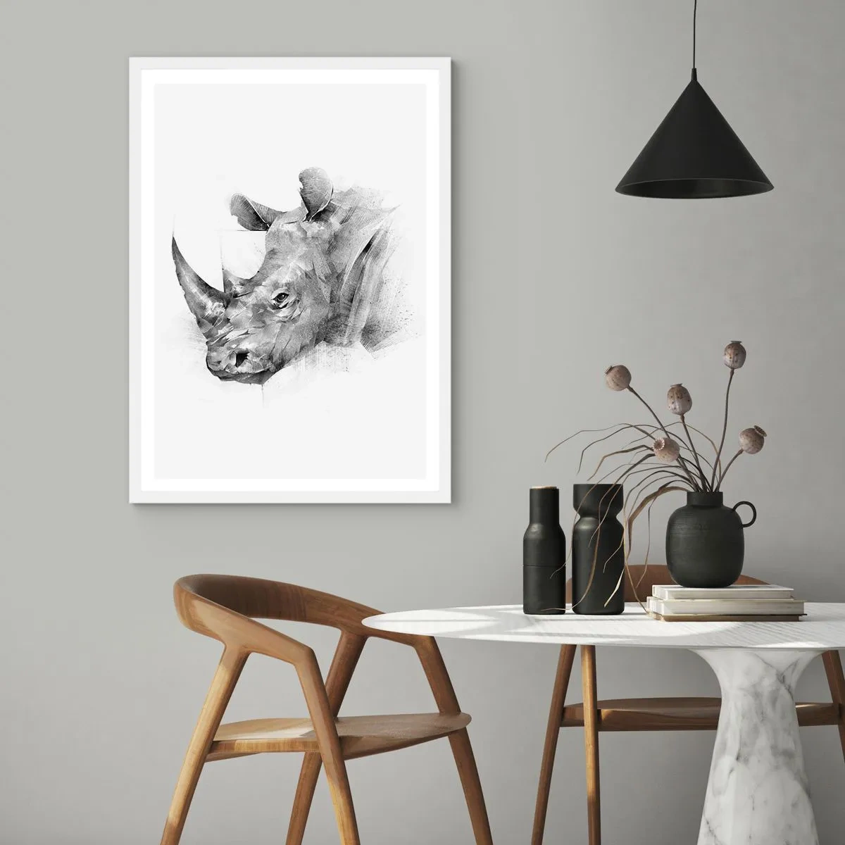 Poster in cornice bianca - Ritratto africano - 61x91 cm