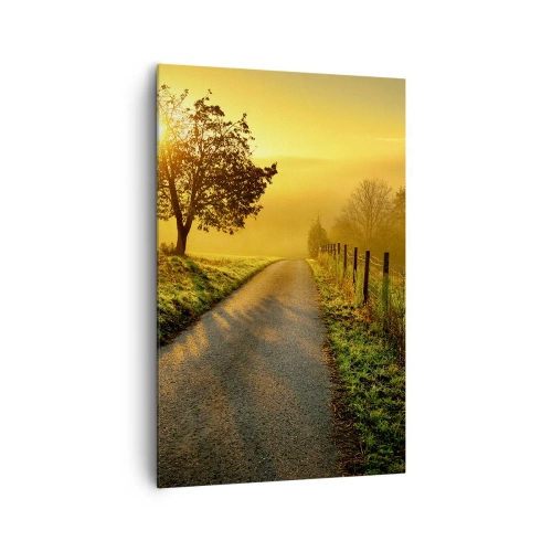 Quadro su tela - Stampe su Tela - Una strada pittoresca al tramonto con un albero solitario sullo sfondo - 80x120cm - Pomeriggio di miele - Decorazione murale moderna per soggiorno e camera da letto ARTTOR
