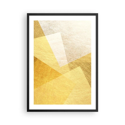Poster in cornice nera - Astrazione geometrica dorata con effetto metallico - 50x70cm - La pace della geometria - Decorazione murale moderna per soggiorno e camera da letto ARTTOR