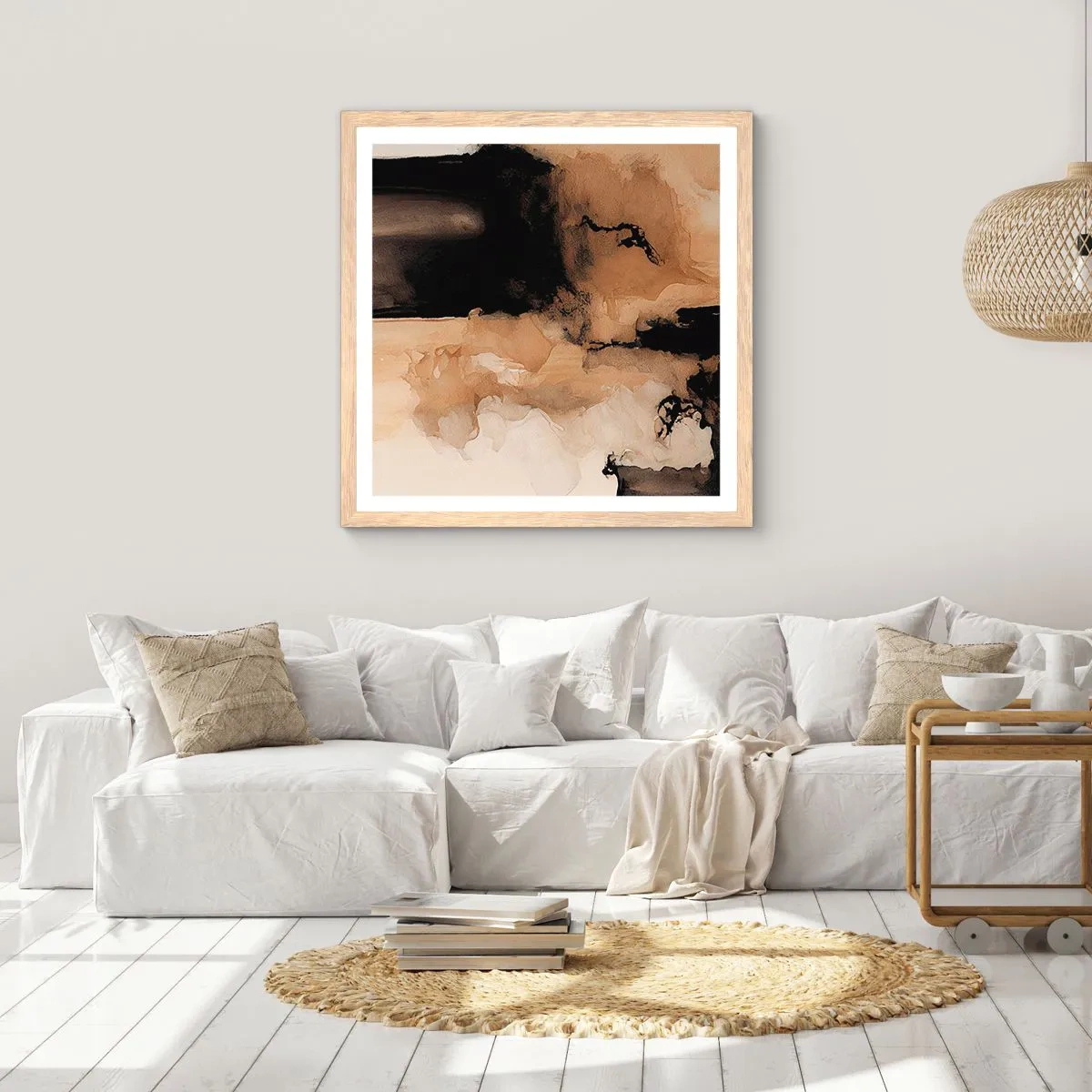 Poster in cornice rovere chiaro - Astrazione intrigante - 60x60 cm