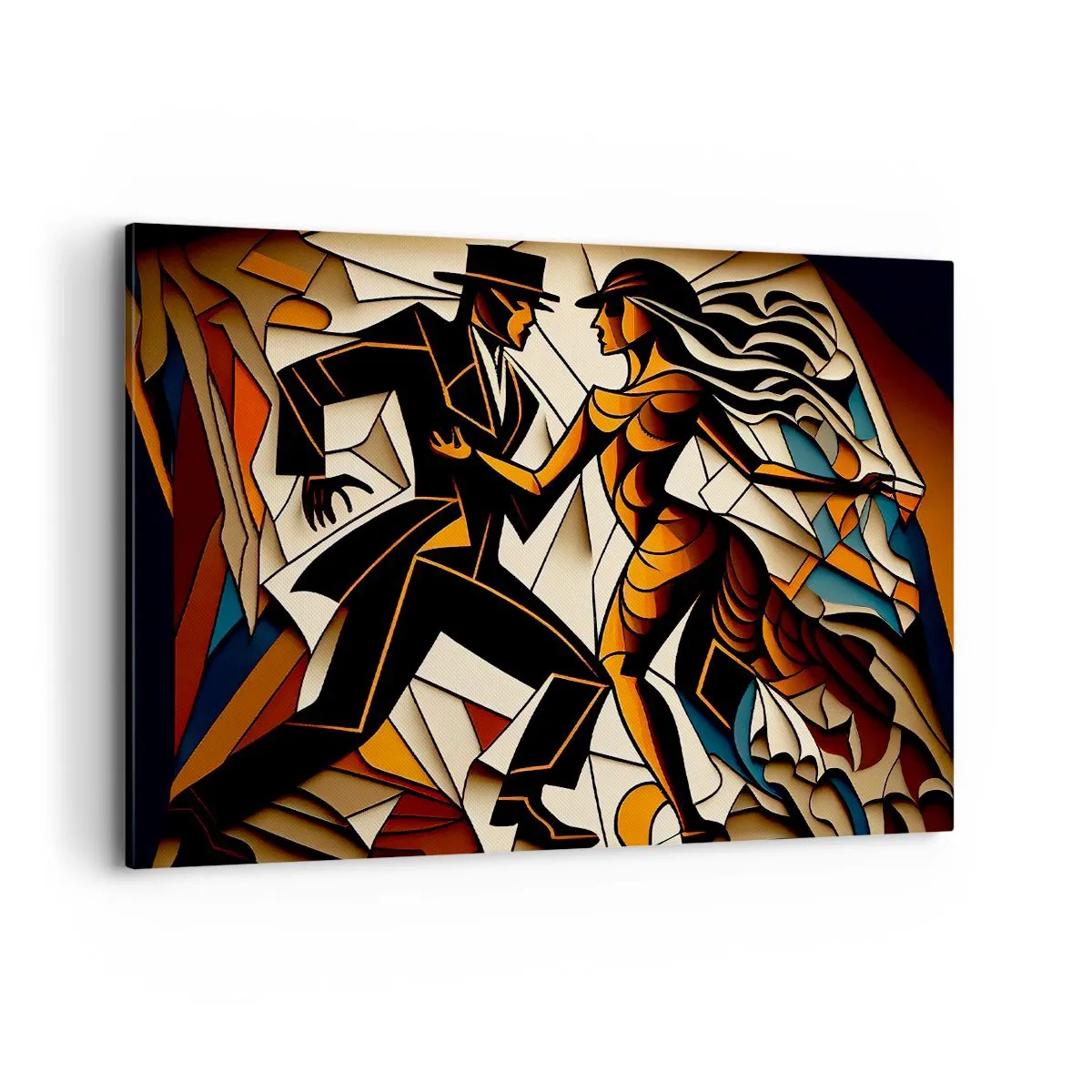 Quadro su tela - Stampe su Tela - Una coppia dinamica che danza in una forma astratta. - 100x70cm - La danza della passione - Decorazione murale moderna per soggiorno e camera da letto ARTTOR