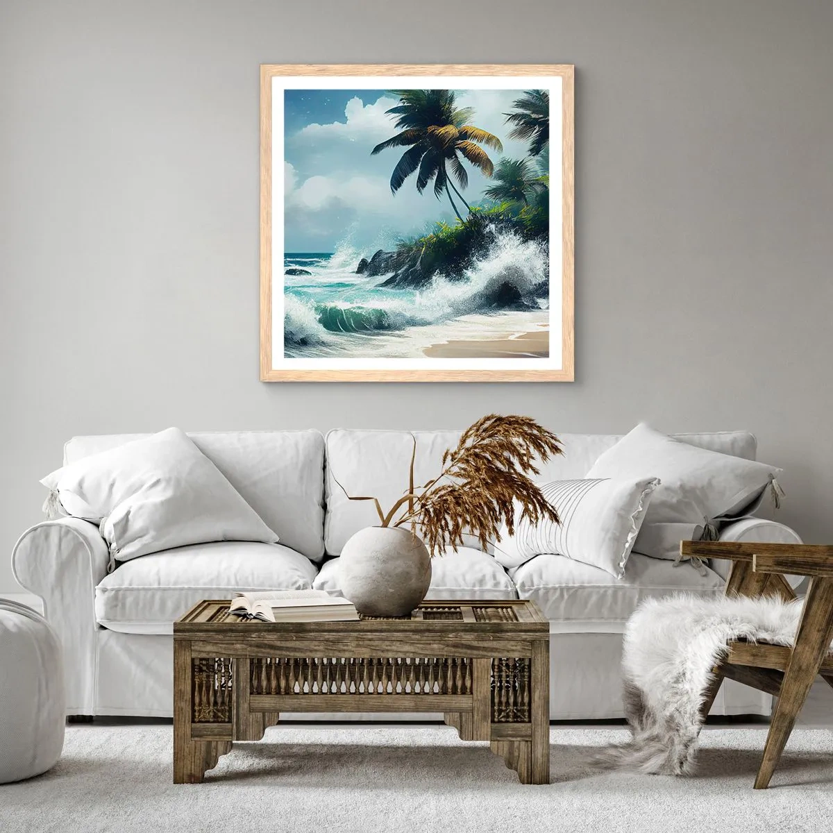 Poster in cornice rovere chiaro - Sulla riva tropicale - 30x30 cm