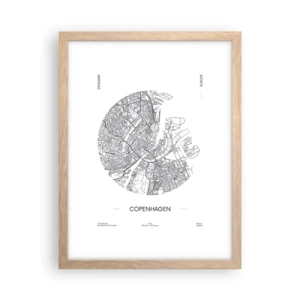 Poster in cornice rovere chiaro - Anatomia di Copenaghen - 30x40 cm