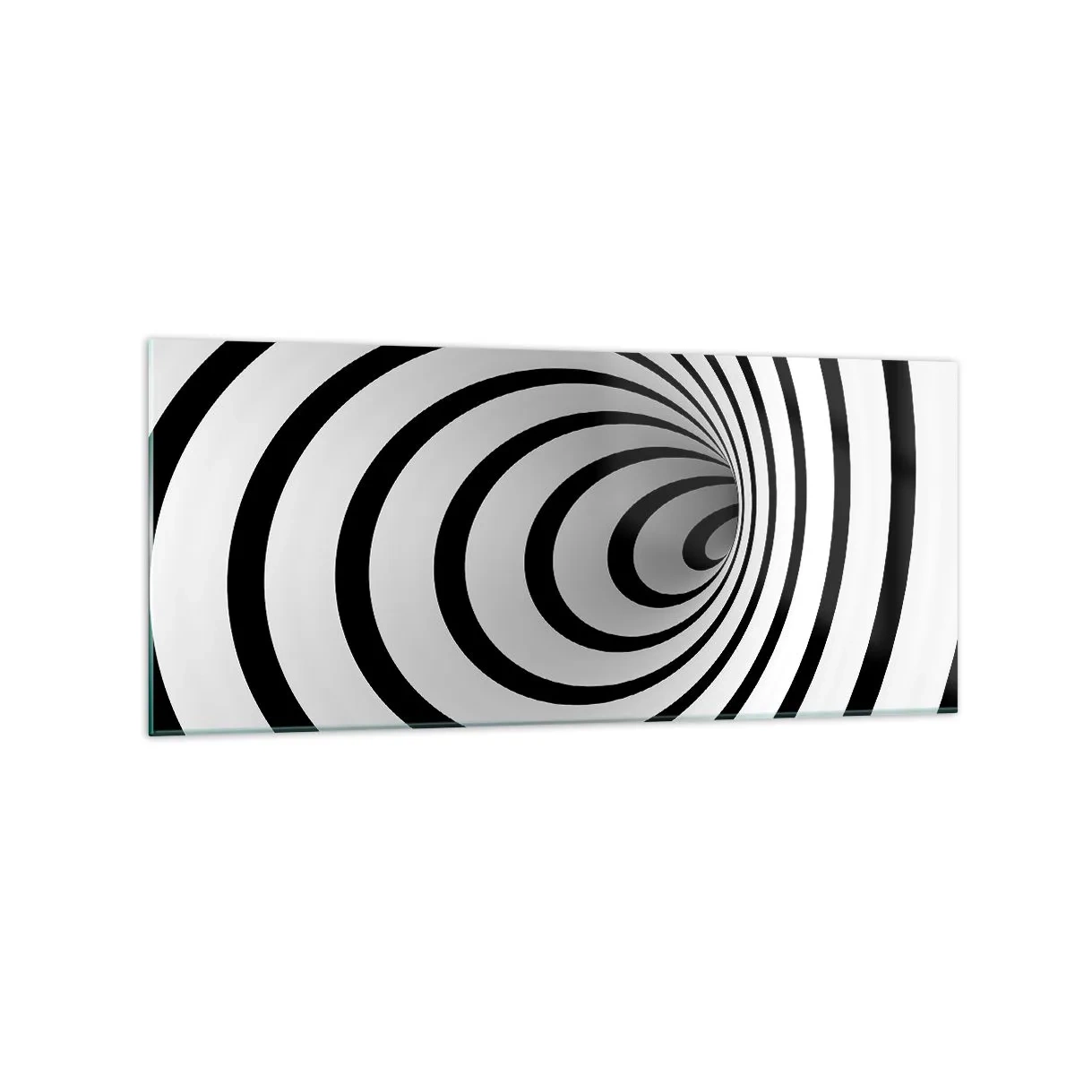 Quadro su vetro - Una spirale in bianco e nero che crea un effetto ipnotico - 120x50cm - Anche tu non riesci a resistere? - Decorazione murale moderna per soggiorno e camera da letto ARTTOR