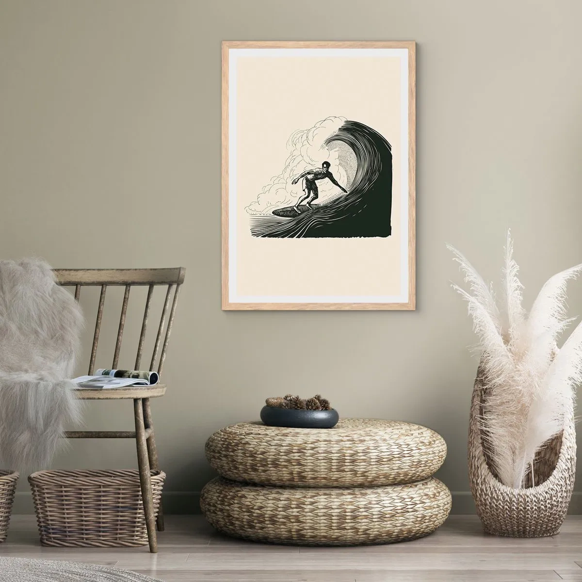 Poster in cornice rovere chiaro - Il re delle onde - 50x70 cm
