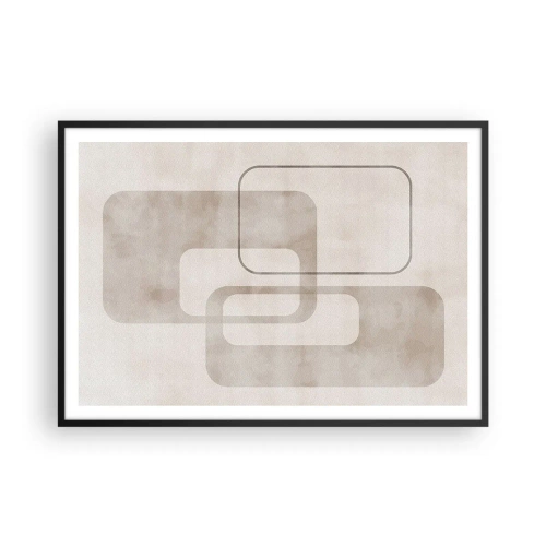 Poster in cornice nera - Una composizione minimalista con rettangoli nelle tonalità del beige su uno sfondo discreto. - 100x70cm - Giunti geometrici - Decorazione murale moderna per soggiorno e camera da letto ARTTOR