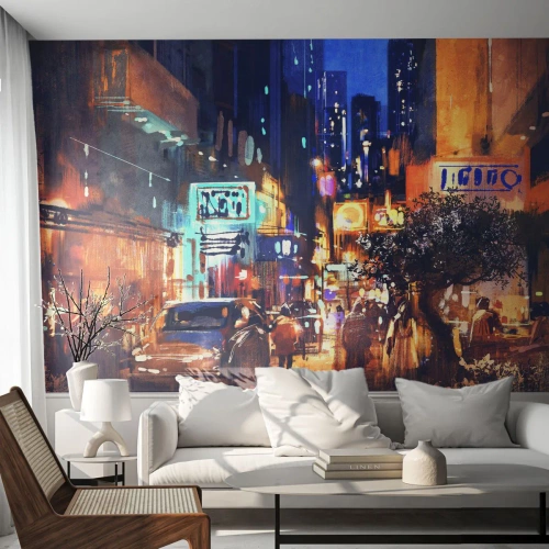 Fotomurali Premium Canvas - Ma la città non dorme - Città, Persone, Architettura - 300x210 cm