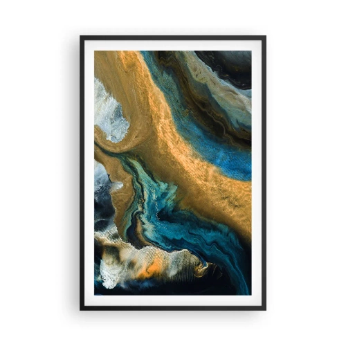 Poster in cornice nera - Blu-oro: influenza reciproca - 61x91 cm