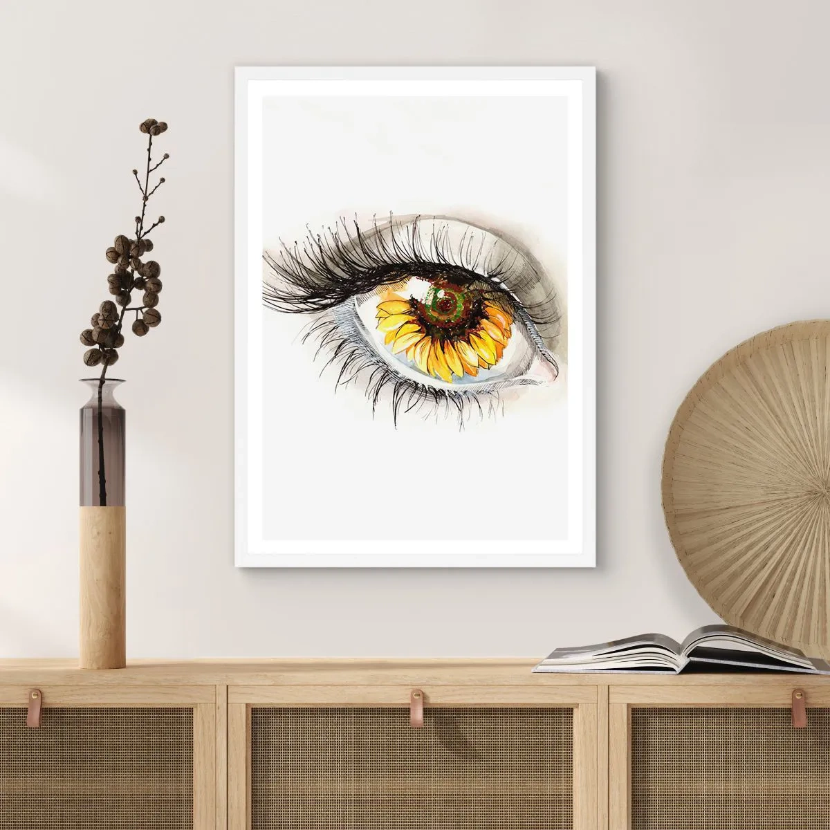 Poster in cornice bianca - Uno sguardo caldo come l'estate - 40x50 cm